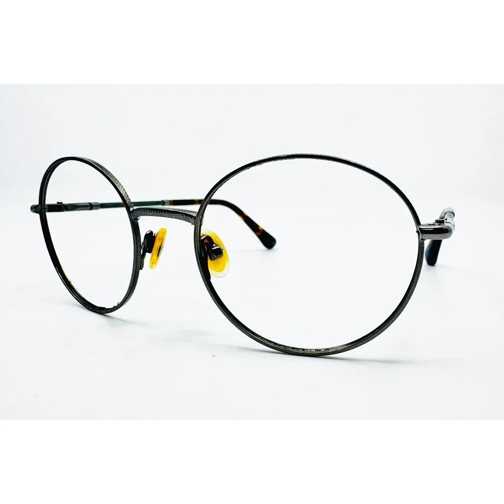Unbranded Round Eyeglasses Mens Womens Black Gunmetal Textured Frames 0618 48mm